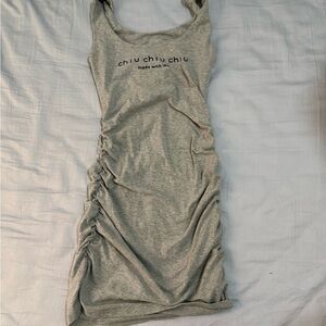 Gray Ruched Sleeveless Dress